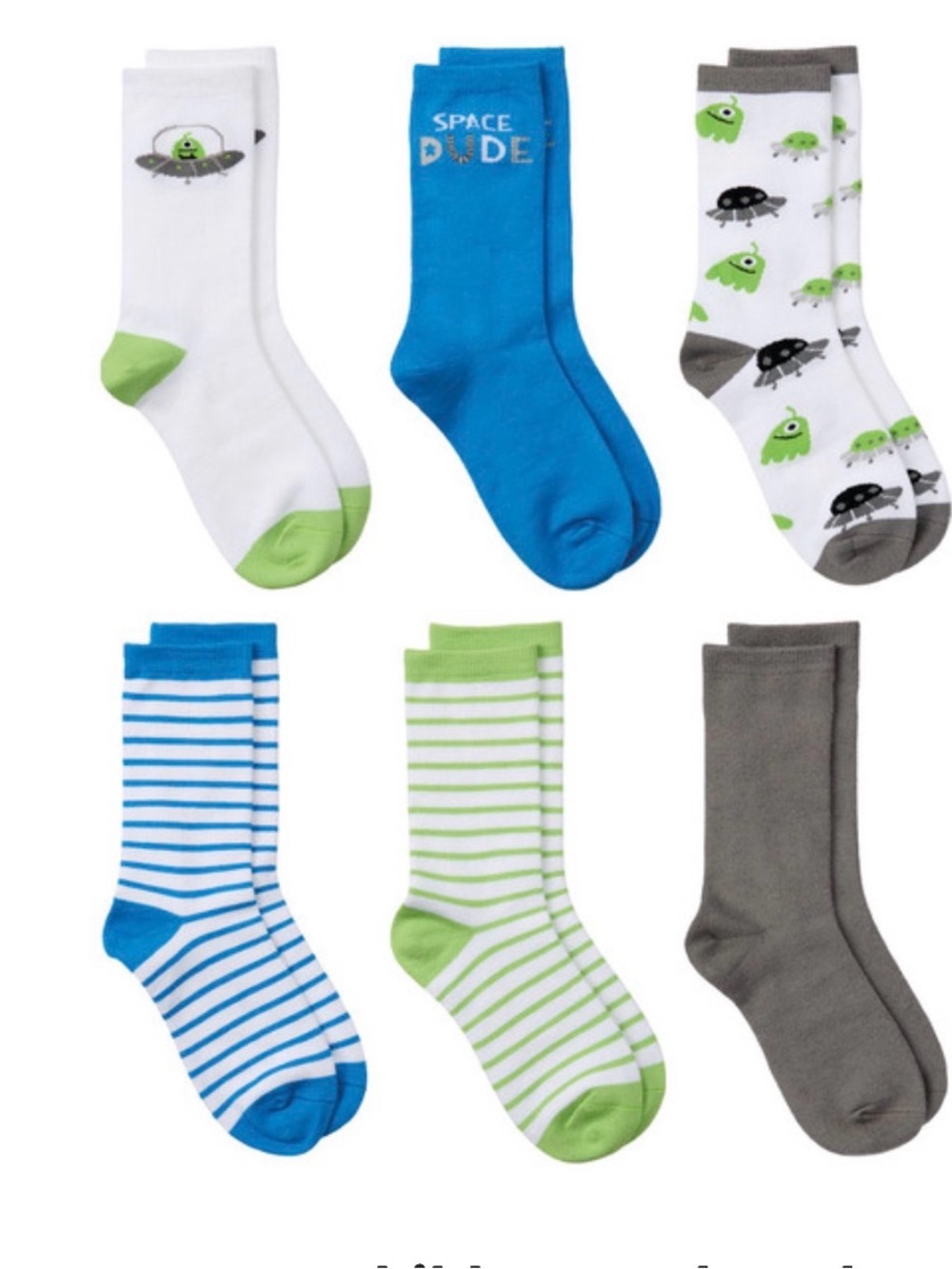 Lily & Dan Children’s Crew Socks - Green, White and Blue Size L
